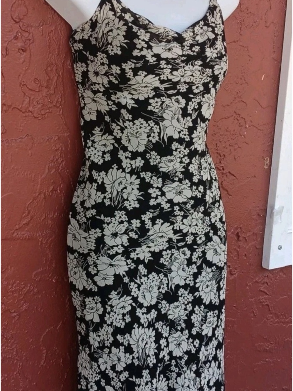 Ralph Lauren Black Slip Dress with Cream Floral Print